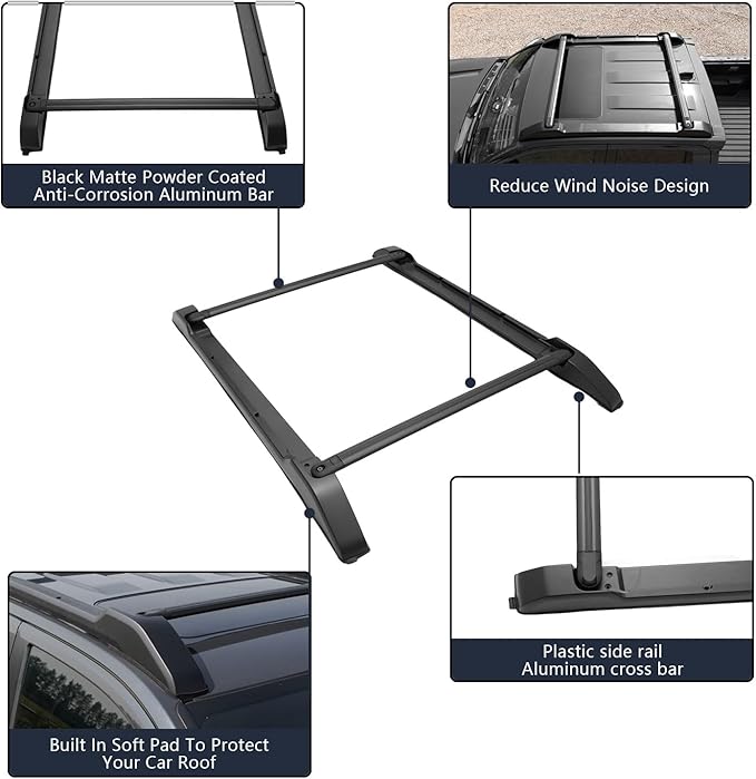 Roof Rack Cross Bars for 2024 2025 2026 Toyota Tacoma Double Cab - Aluminum Roof Rails Crossbar for Cargo Canoe Bike Kayak Snowboard - Rooftop Cargo Carrier Luggage(Not for XtraCab)