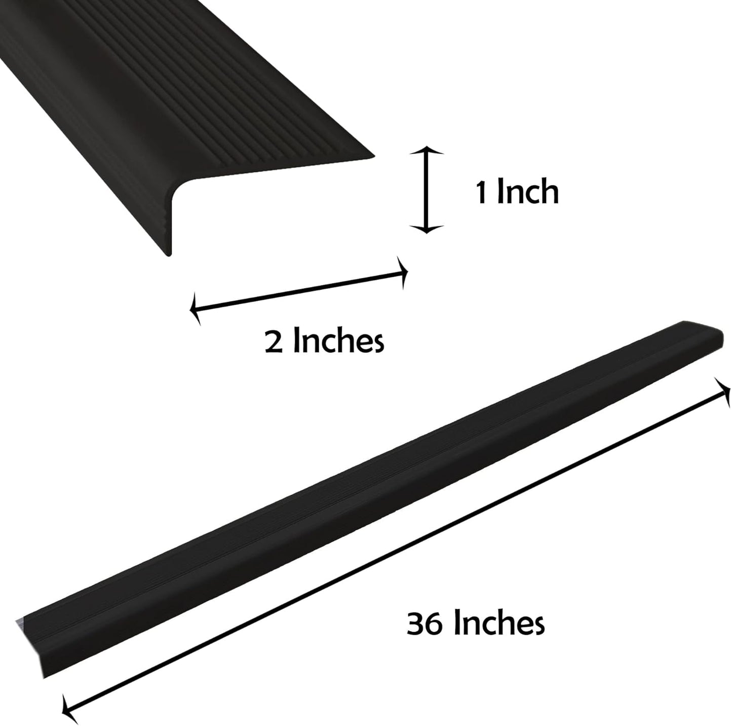 Rubber Bond Stair Edge Protector (Pack of 15) 36x2x1 inch Anti-Slip Stair Corner Trim Rubber Strips - Waterproof Self-Adhesive Staircases for Outdoor & Indoor Uses | Protect Kids & Pets - Black