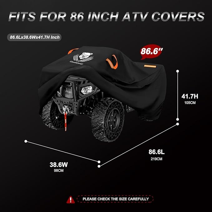 ATV Covers Waterproof Outdoor,4 Wheeler and Quad Cover,Durable and UV-Resistant,All Weather Protection Four Wheeler Cover,Fit for Polaris Honda Yamaha Kawasaki Suzuki-86.6x38.6x41.7