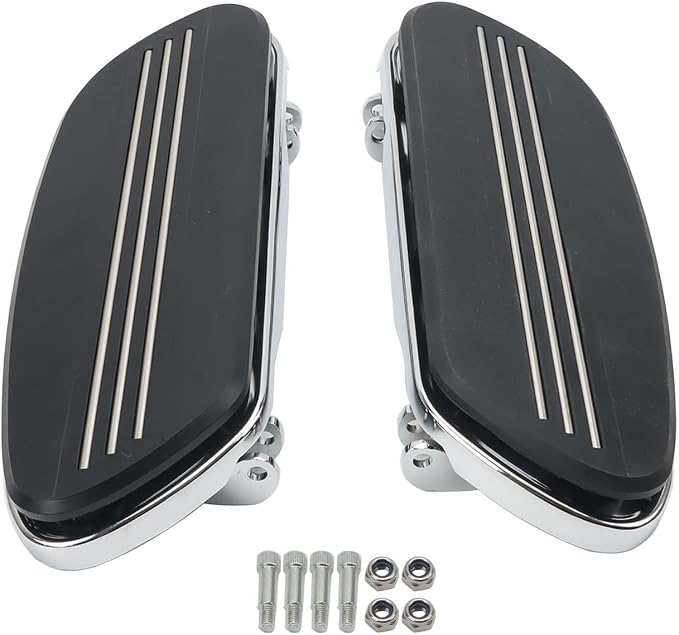 Streamliner Rider Driver Footboards Compatible with Harley Touring Road King, Street Glide, Electra Glide, Road Glide 1986-2024, Softail 1986-2017, FLD 2012-2016 Chrome