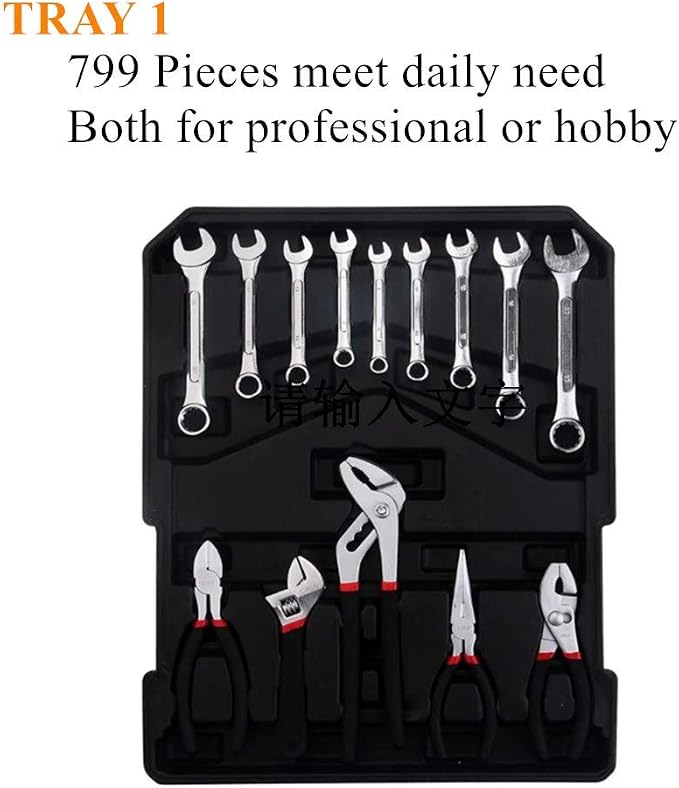 FLZOSPER 799-Piece Sturdy Tool Set with Rolling Wheels Aluminum Trolley Case, General Household Tool Kit, Auto Repair Tool Set Toolbox and Wheels