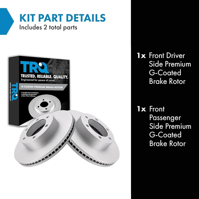 TRQ Front Brake Rotor Set G Coated Vented Compatible with 2001-2007 Toyota Sequoia 2000-2006 Tundra