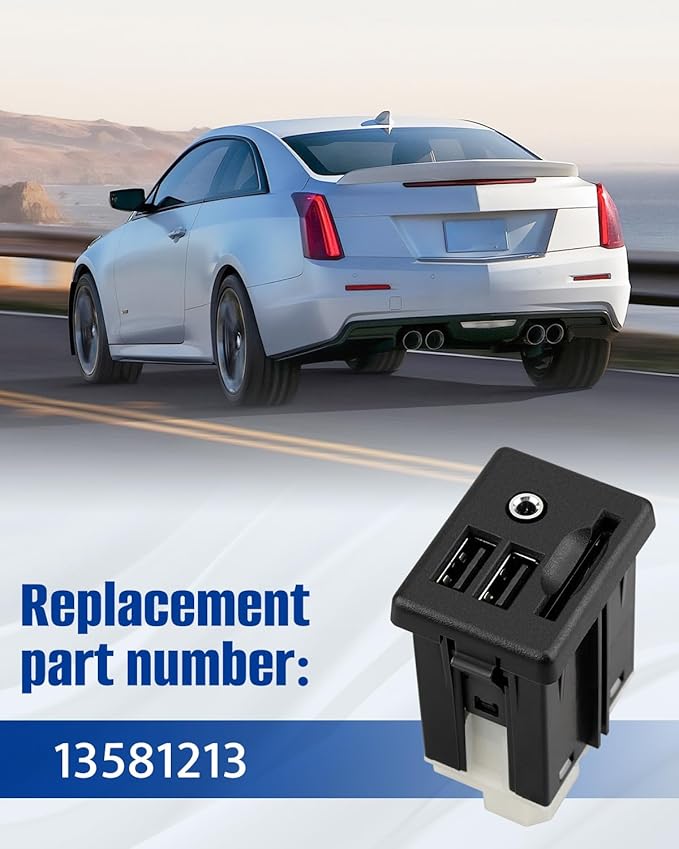 Dual USB Port SD Card Interface AUX Jack Fit for Cadillac CTS XTS ATS, Fit for Chevrolet Corvette Tahoe Suburban, Fit for GMC Yukon Replace 13581213