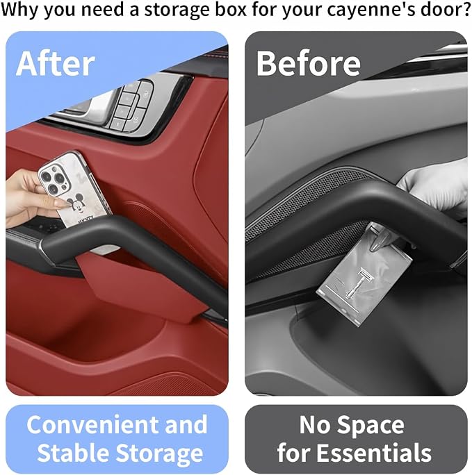 4PC Car Door Side Organizer Tray for Porsche Cayenne Accessories 2018-2026, Front Rear Door Side Insert Storage Box for Phone Keys Cards (Red for Cayenne 2018-2026)