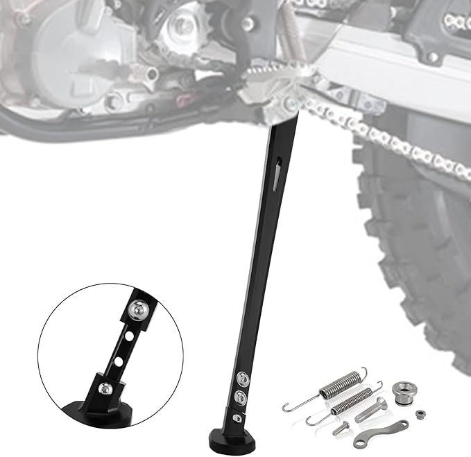 Motorcycle Kickstand Adjustable Foot Side Kick Stand for 150 200 250 300 350 400 450 500 505 530 EXC XC XCW XCF XCFW EXCF EXCR XCRW 2017-2023 Supermoto Enduro Motocross Black