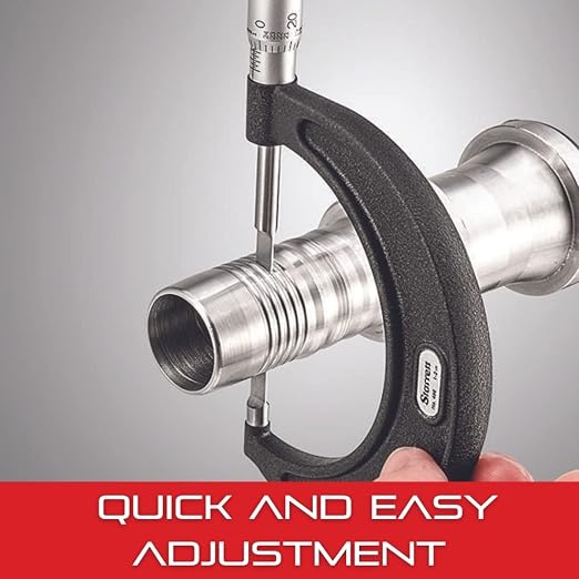 Starrett Outside Micrometer with One-Piece Spindle, Advanced Sleeve Design and Tapered Frame - Quick and Easy Adjustment, 0-1" Range, .0001" Graduation - T230XFL