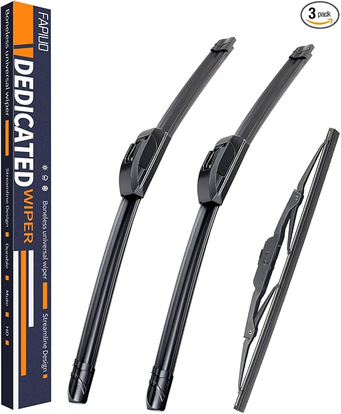 Replacement for Saturn Vue 2002-2007 Silent Wipers -FAPIUO Front and Rear Windshield Wipers 24"/19"+10" Full Blade Set (3 Pack)