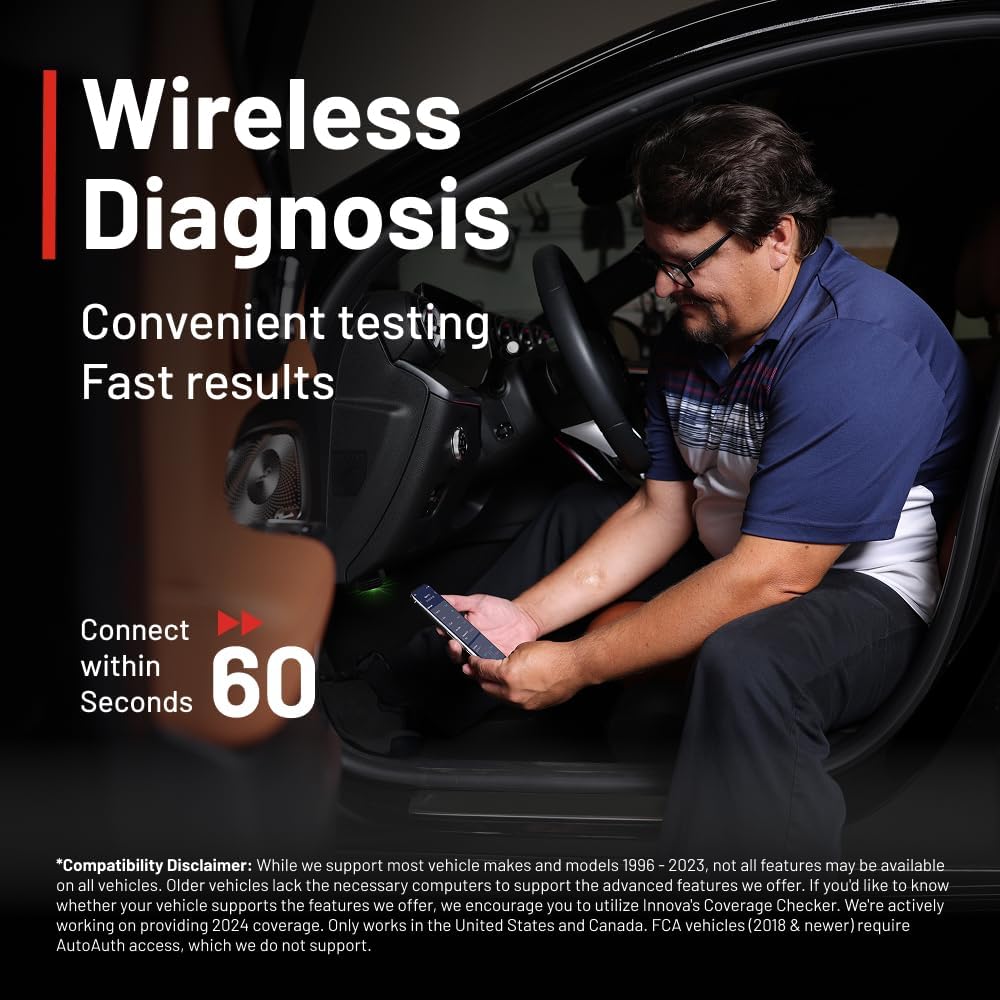 Innova 1000 Bluetooth OBD2 Scanner for iPhone & Android - Predict Car Problems Before They Happen - No Subscriptions - Detect Check Engine, ABS, SRS Issues for Cars 1996+