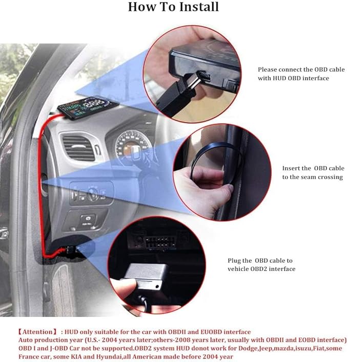 5.5 inches A8 OBD2 Windshield HUD Head Up Display with Display RPM MPH Speeding Warning Fuel Consumption Temperature