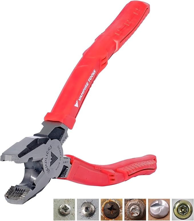 VAMPLIERS 2-PC Stripped Screw Extractor Pliers Gift Set. Made in Japan. 8" Linesman + 6.25" Combination Plier.