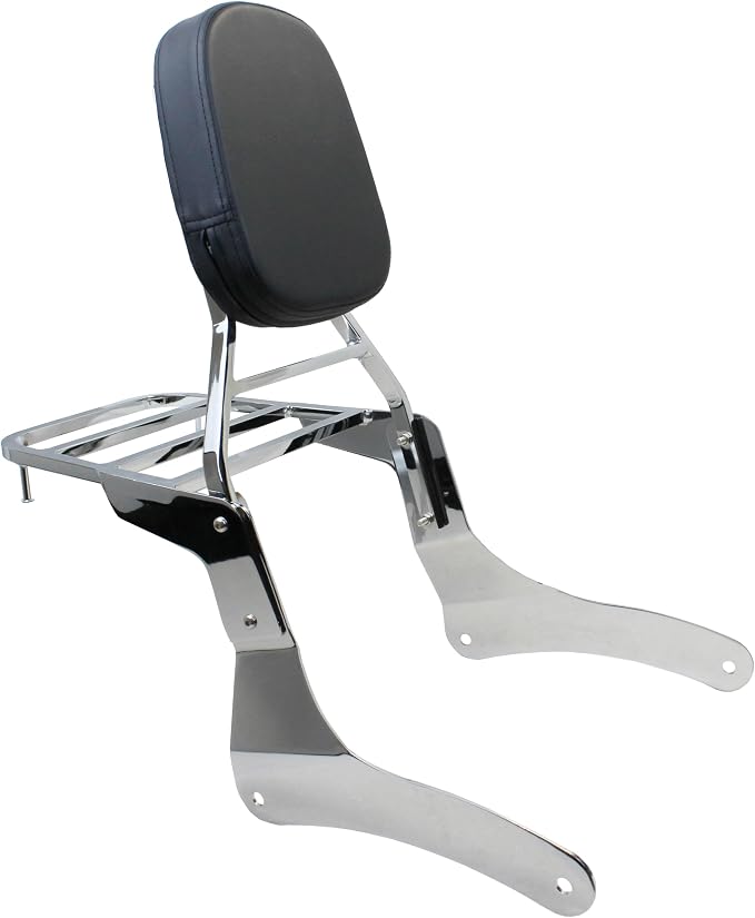 YHMOTO Passenger Backrest Sissy Bar with Luggage Rack for Kawasaki Vulcan 900 VN900 Classic Custom 2006-2025 (New Style-Chrome)