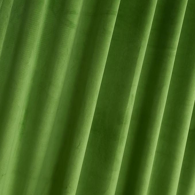 Roslynwood Luxury Soft Fresh Green Velvet Curtains 63 inches Long Back Tab Thermal Insulated Blackout Window Drapes for Living Room/Bedroom/Dining Room, W52 x L63, 2 Panels