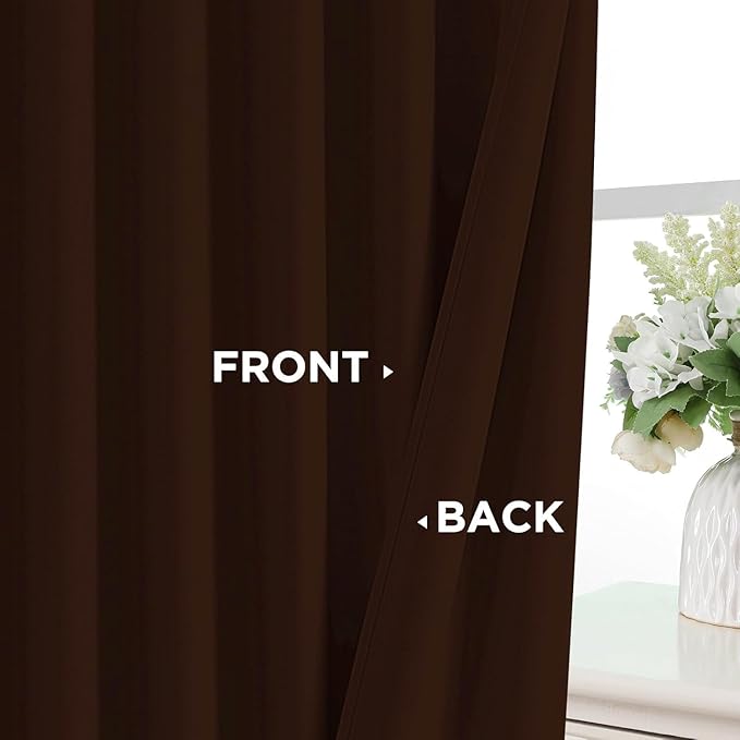 Joydeco Blackout Curtains 84 Inch Long for Bedroom, Thermal Insulated Black Out Curtains 2 Panels Set, Room Darkening Drapes for Living Room Window (W52 x L84 Inch, Chocolate)