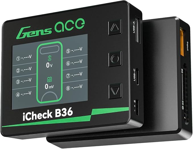 Gens ace iCheck B36 Smart RC Battery Checker for Li-Hv/Li-Po/Li-Fe/Li-ion 1-8S(1 Pcs)