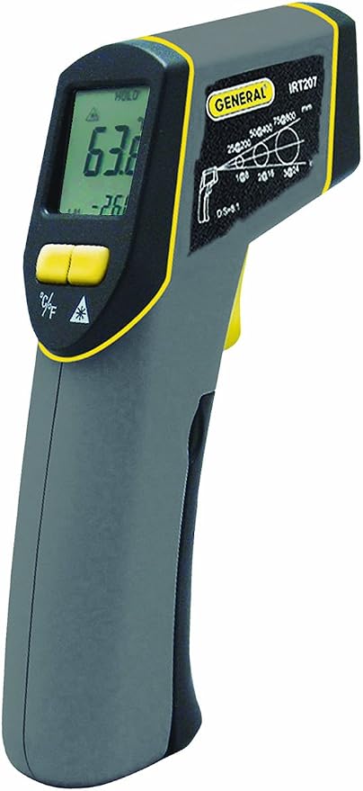 General Tools Non-Contact Digital Laser Temperature Gun, Thermal Detector, -4 to 608 degrees F (-20 to 320 degrees C) - For Cooking/BBQ/Food/Fridge/Pizza Oven/Engine