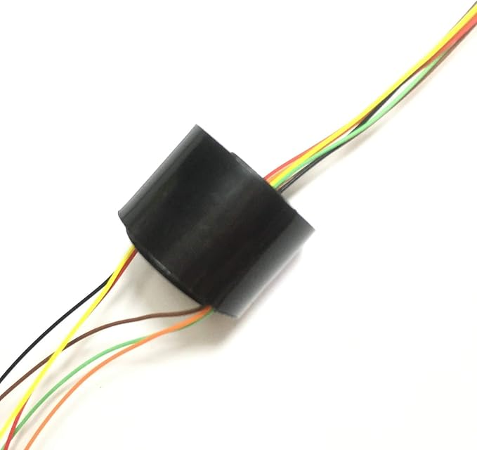 Taidacent Hollow Electrical Slip Ring 2/4/6/12 Wires Collector Ring Conductive Motor Electrical Contact Rotating Connector (6 Wires 1.5A Inner Hole 7mm Outer Diameter 22mm)