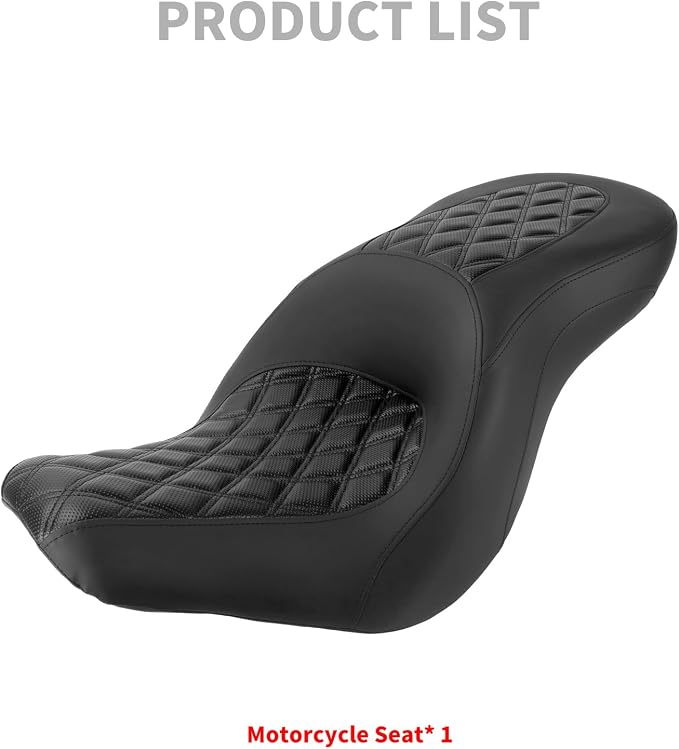 Motorcycle One-piece Seat Driver& Passenger Seat Fit for Harley Softail Low Rider FXLR FXLRS FXLRST 2018-later (#1 Seat-Rhombus)