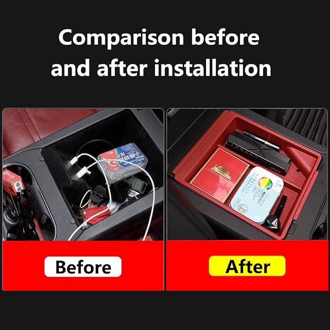 Car Central Control Armrest Storage Box Center Console Organizer Tray Storage Box for Porsche Cayenne 2024-2026 Interior Accessories Gear Shift Panel Storage Tray Insert Box (Style 1 Red)