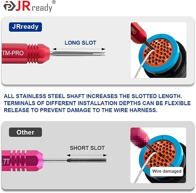JRready ST5257-PRO Deutsch Connector Tool Kit for 4#8#16#12#20# Solid/Stamped Contacts 6-22 AWG, with Plastic DRK-RT1 Pin Removal Tool for Deutsch DT,DTM,DTP,DTV,HD Series Connector Release Tool