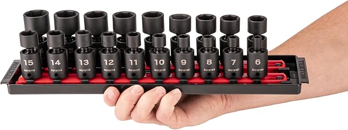 TEKTON 3/8 Inch Drive Universal Joint Impact Socket, 19-Piece | SID97103