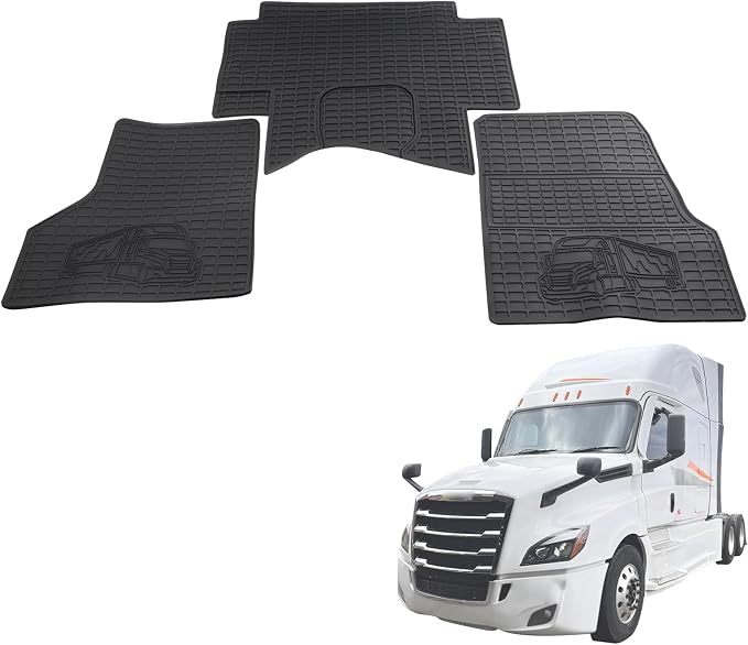 Floor Mats for Freightliner Cascadia 113 115 2008-2020 | Heavy Duty All-Weather Rubber Floor Liners | 3PCS Set Cargo Guard | Custom Fit Truck Accessories