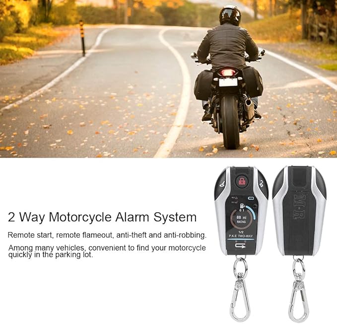 2 Way Alarm System Universal ABS Motorcycle Anti?Theft Remote Control for Security 12V with Remote Start for Most Motorcycle