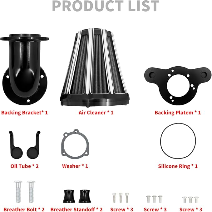 Air Cleaner Filter 90° Forward-Facing Intake Kit CNC Fit for Harley Touring Softail Dyna Sportster XL (Black Housing Grey Element, A For Sportster XL 04-22)