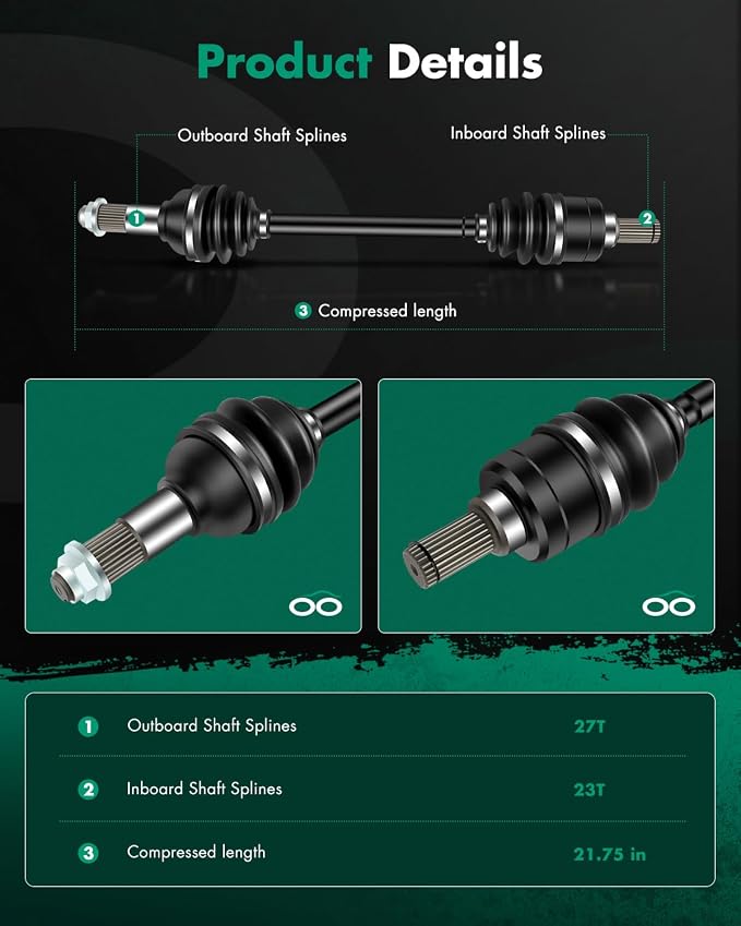 SCITOO CV Axle Shaft Assembly Fit 2014-2019 for Yamaha Grizzly 700 Rear Left Right 28P-2510F-03-00 2UD-2531H-00-00