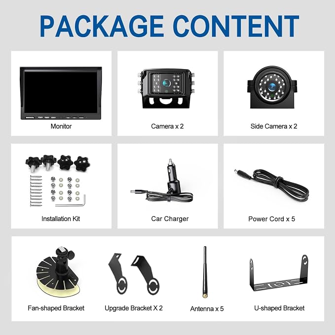 ZEROXCLUB 1080P Wireless Backup Camera System with 10 Inch DVR 3 Split Monitor, IP69 Waterproof Stable Signal Record Wireless 1 Rear and 2 Side View Cameras for RV Truck Trailer Camper (BW103SL-M)