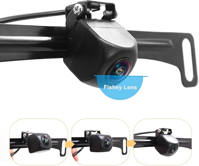 Backup Camera,2K AHD 1080P Fisheye Lens Waterproof Wide View Angle Metal Reverse CCD,HD Night Vision Parking Assist License Plate Camera Rear View Camera Three Control Line for Truck SUV RV