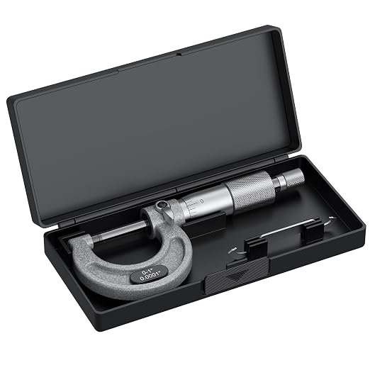 HDLNKAK Outside Micrometer 0-1", Machinist Micrometer, 0.0001" Graduation Micrometer Set, Alloy Precision Micrometer, Machinist Tool, Micrometer Standard with Case - Grey