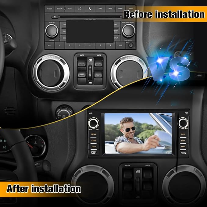 AWESAFE [2GB+64GB] Car Stereo for Jeep Wrangler JK 2007-2018 Dodge Ram 1500 2008-2012, Touch Screen Carplay Radio with WiFi GPS AM FM CarPlay Android Auto