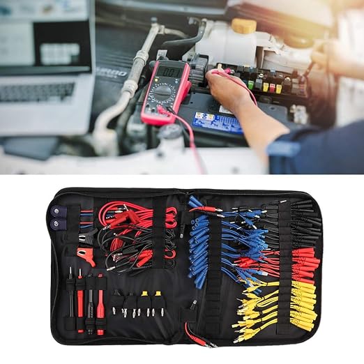 92Pcs Multifunction Automotive Circuit Test Leads Kit Diagnose Cables Wiring Accessories Kit with Carrying Bag Equipped with 2 Sets of LED Lights for European Japanese Made Terminals