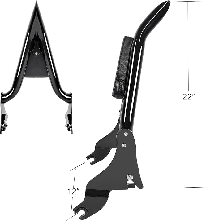2009-2026 Motorcycle Detachable Backrest Sissy Bar Passenger Back Rest Pad for Harley Touring Road Glide Road King CVO Street Glide Electra Glide Ultra (22" Black)