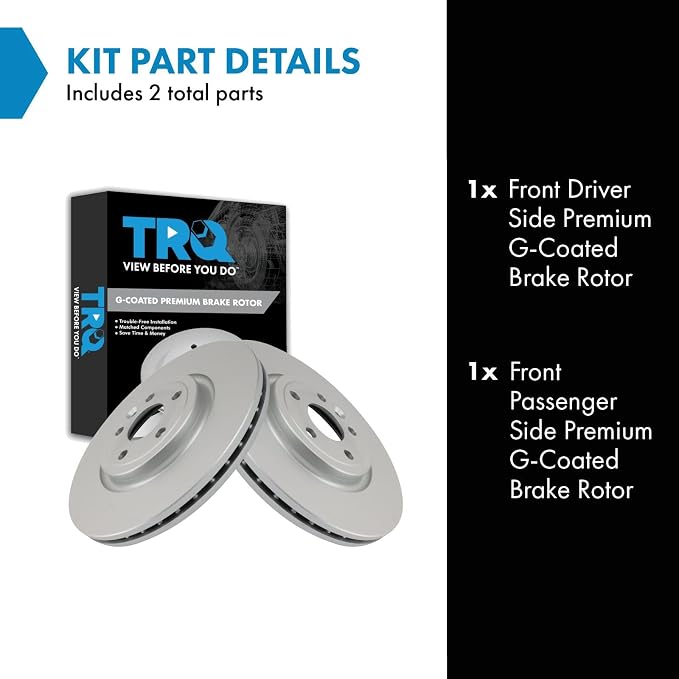 TRQ Front Brake Rotor Set G Coated Vented Compatible with 2017-2020 Jaguar F-Pace 2018-2020 Land Rover Range Rover Velar