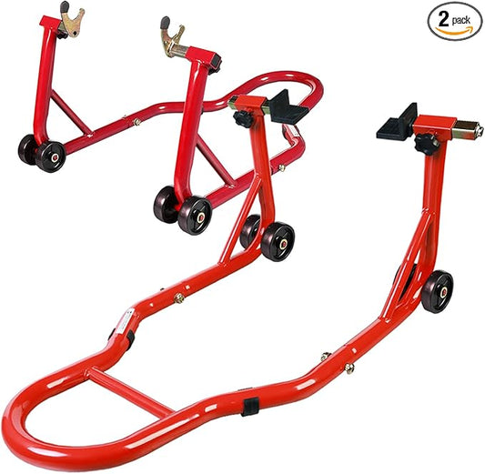Motorcycle Stand Lift, Universal Paddock Lift Stand, 1100lbs Front Rear Combo Stand Lift Stand, Rear U+L Fork Swingarm Spool Stand 2-Pack
