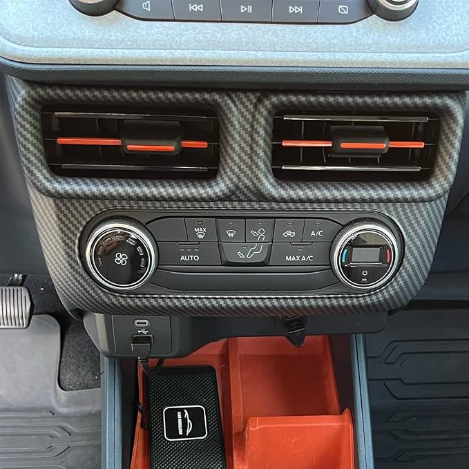 Muslogy for Maverick Set 14 Pcs Interior Decoration Trim Kit Overlays Steering Wheel Center Console Vent Window Switch Inner Door Cover Compatible with Ford Maverick 2022-2024 (Matt Carbon Fiber)