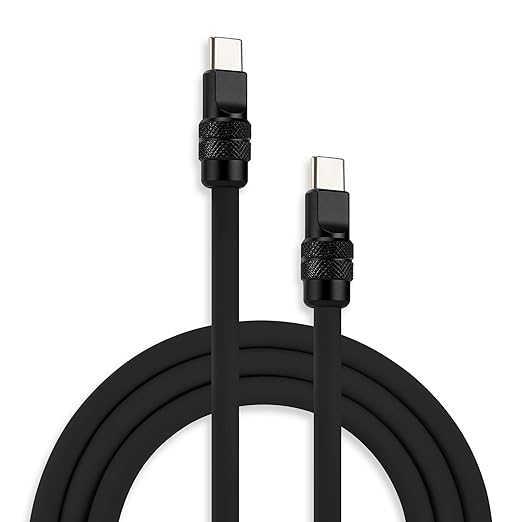 chubbycable Chubby 2.0 USB C 240W Fast Charging Cable Silicone Soft Durable USB C Cable Extra Thick Charger Cord Compatible with iPhone 17-15 Series iPad, Black+Black, Type-C to Type-C, 9.8FT