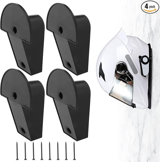 CroBlissful 4 Pcs Motorcycle Helmet Holder Wall Mount Helmet Hanger Hooks Motorcycle Gear Rack for Football Sports Accessory(Minimalist,Plastic)