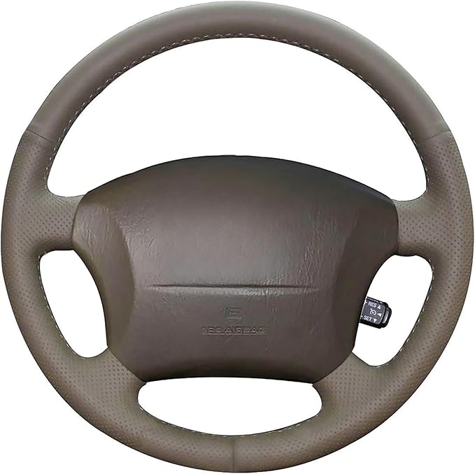 Loncky Custom Fit Dark Brown Genuine Leather Steering Wheel Cover for Toyota Land Cruiser 1995 1996 1997 1998 1999 2000 2001 2002 Accessories Car Interior Hand Stitched OEM Parts