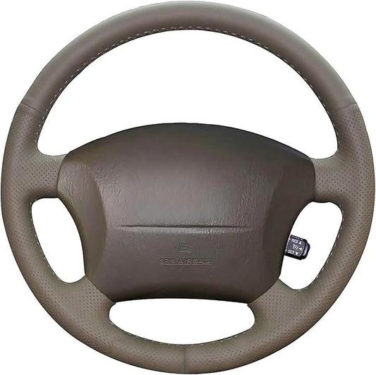 Loncky Custom Fit Dark Brown Genuine Leather Steering Wheel Cover for Toyota Land Cruiser 1995 1996 1997 1998 1999 2000 2001 2002 Accessories Car Interior Hand Stitched OEM Parts