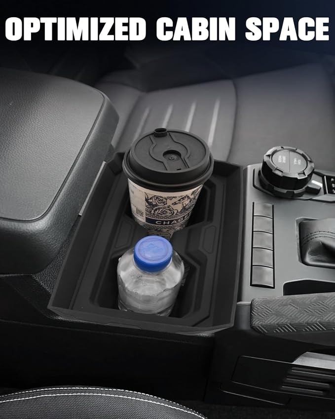 2026 Tacoma Center Console Cup Holder Inserts with Compartment Cover, Non-Slip Silicone to Prevent Spills Scratches & Hidden Storage Organizer for 4th Gen Toyota Tacoma Accessories 2026 2025 2024