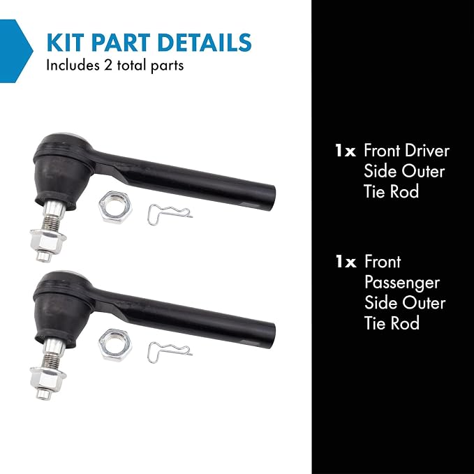 TRQ Outer Driver and Passenger Side Tie Rod Set 2 Piece Compatible with 2017-2023 Mazda CX-5