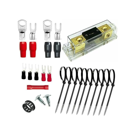 1/0 Gauge Amplifier Wiring Kit, Power Handling Complete Amplifier Wire Kit for High-Performance Car Audio Maximum Sound Quality and Power Efficiency to Your Radio, Subwoofers and Speakers AGAK0
