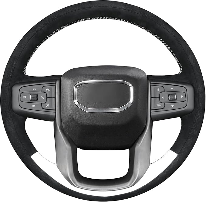 MEWANT Hand Stitch 3D Style Steering Wheel Protector Wrap Cover for GMC Sierra 1500 2019-2023/Sierra 1500 Limited 2022/Sierra 2500 2020-2024/Sierra 3500 2020-2024/Yukon 2021-2023