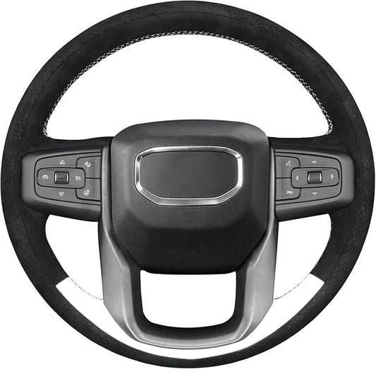 MEWANT Hand Stitch 3D Style Steering Wheel Protector Wrap Cover for GMC Sierra 1500 2019-2023/Sierra 1500 Limited 2022/Sierra 2500 2020-2024/Sierra 3500 2020-2024/Yukon 2021-2023