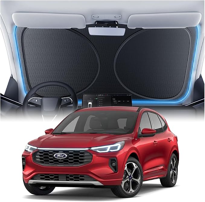 Windshield Sun Shade for Ford Escape 2001-2026, Custom Fit Sunshade, 100% UV Block & Heat Insulation, Foldable Car Sunshade with Storage Bag, Protect Interior Accessories