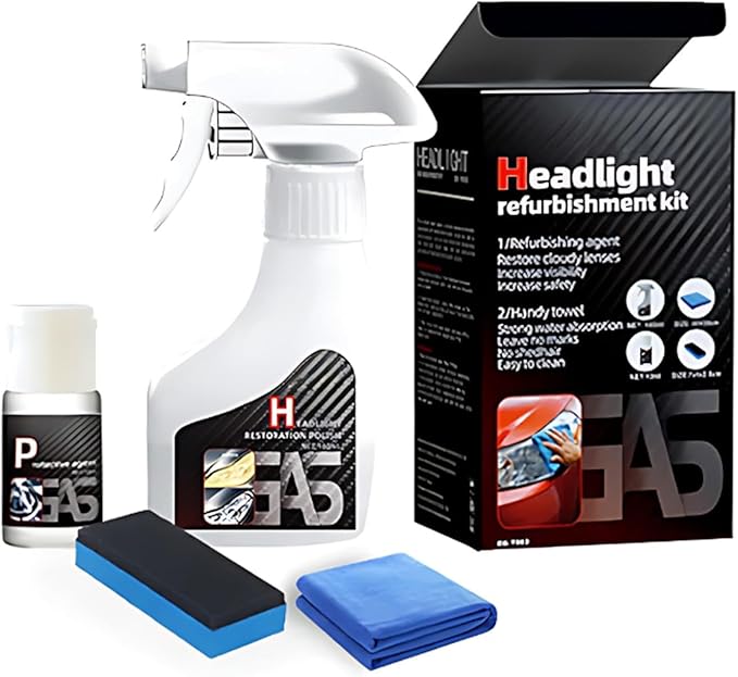Q1forHeadlight Cleaner, Automotive Headlamp Restoration Fluid Kit, Headlight Restoration Kits, Improve Nighttime Visibility For Brighter