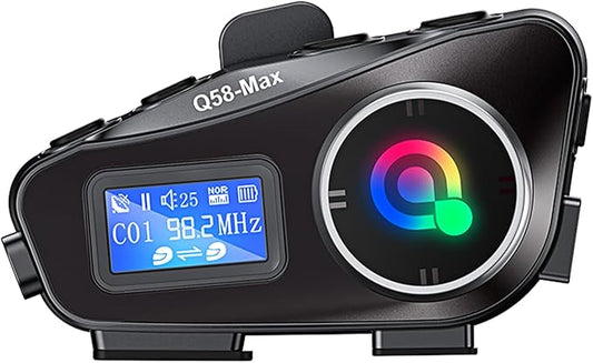 Motorcycle Bluetooth Headset with 500M Intercom, Dual BT5.3 Chip, IPX6 Waterproof, AI Voice Control, LCD Display, 300H Standby, 25H Talk Time, Compatible with Android/iOS Helmet Comm System