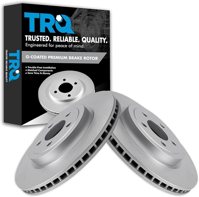 TRQ Front Brake Rotors Set Premium G-Coated Smooth Driver & Passenger Side Compatible with 2005-2021 Chrysler 300 2009-2022 Dodge Challenger 2006-2022 Charger 2005-2008 Magnum